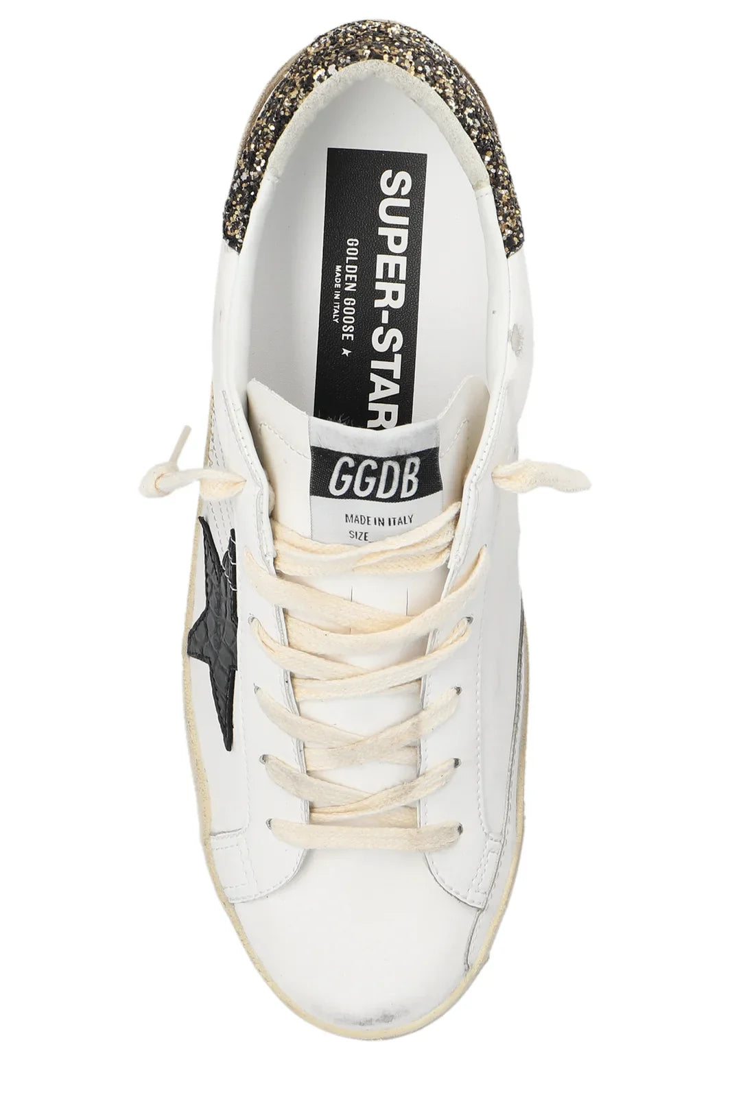 Golden Goose Super-Star White Black Croc Glitter
