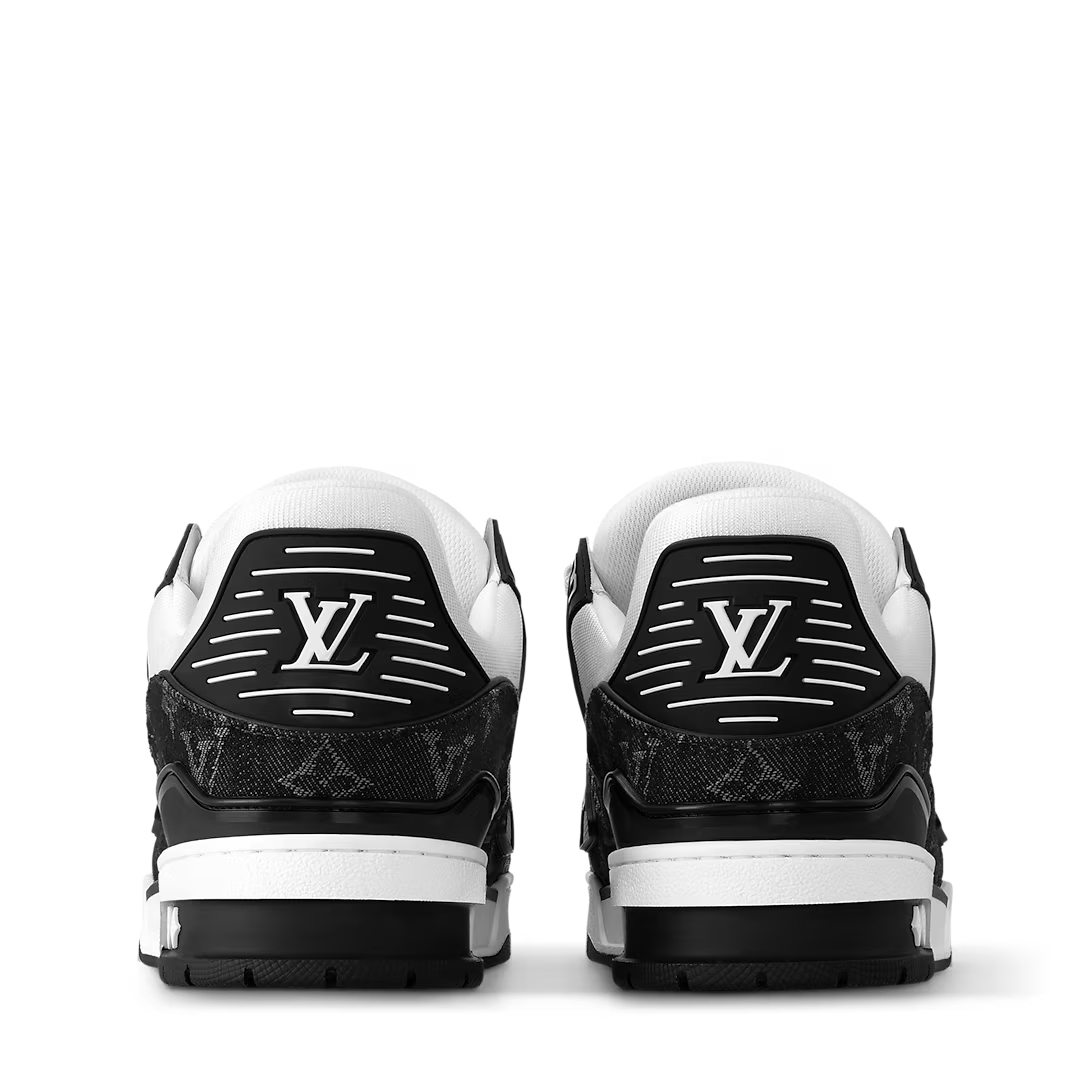 LOUIS VUITTON LV TRAINER VELCRO STRAP DENIM MONOGRAM BLACK WHITE