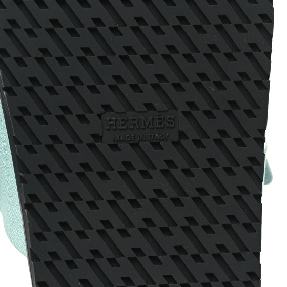 Hermes  Epsom Womens Chypre Sandals 39 Bleu Cristaux