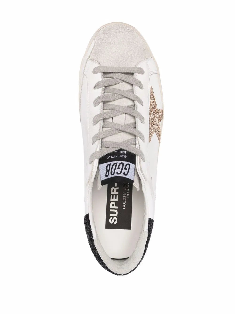 Golden Goose Superstar in white, black & glitter Star