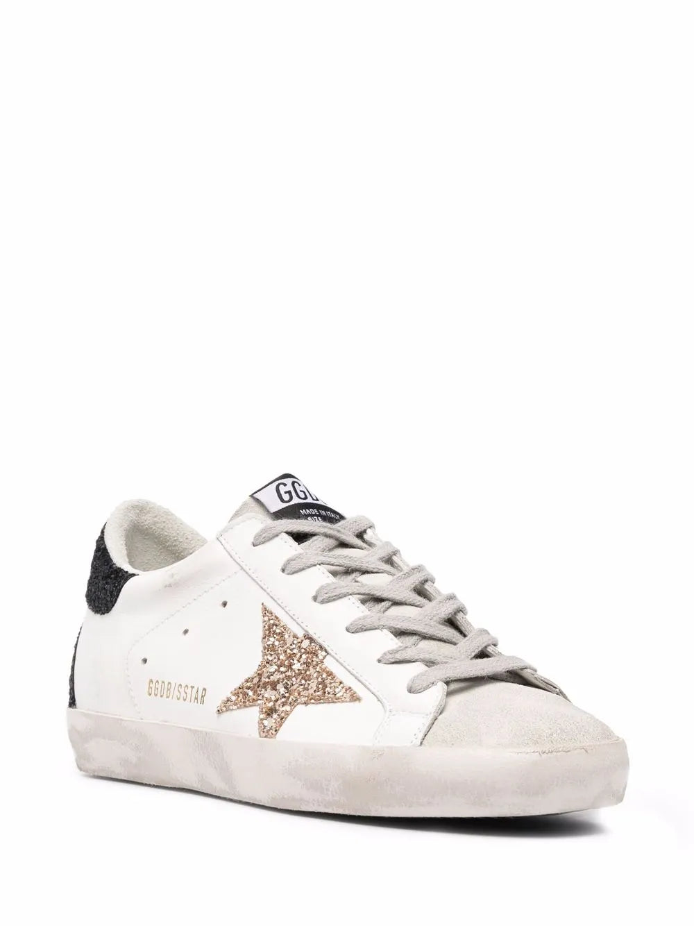 Golden Goose Superstar in white, black & glitter Star