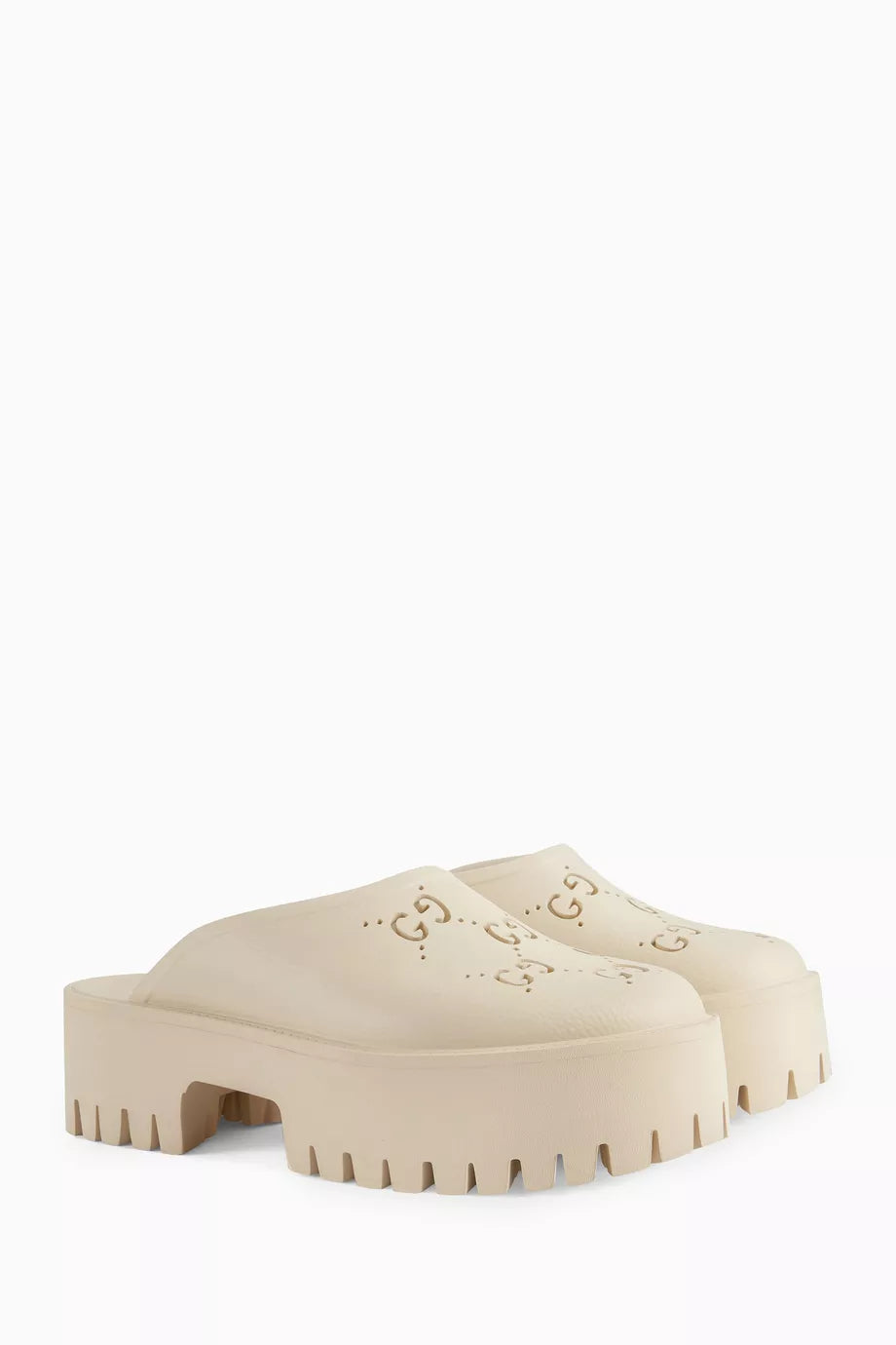 Gucci Wmns Platform Perforated G Sandal 'White Rubber'