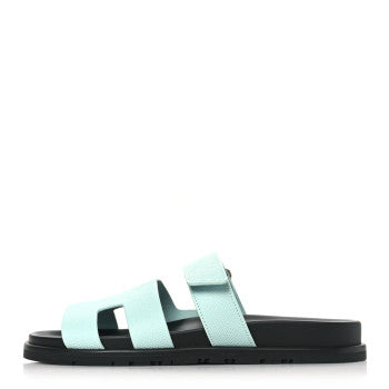 Hermes  Epsom Womens Chypre Sandals 39 Bleu Cristaux