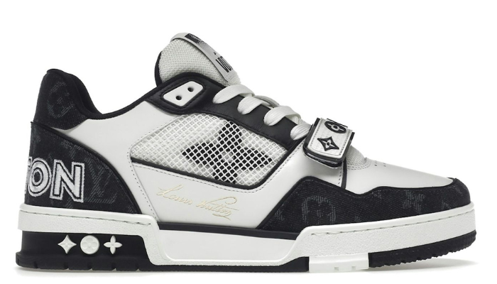 LOUIS VUITTON LV TRAINER VELCRO STRAP DENIM MONOGRAM BLACK WHITE