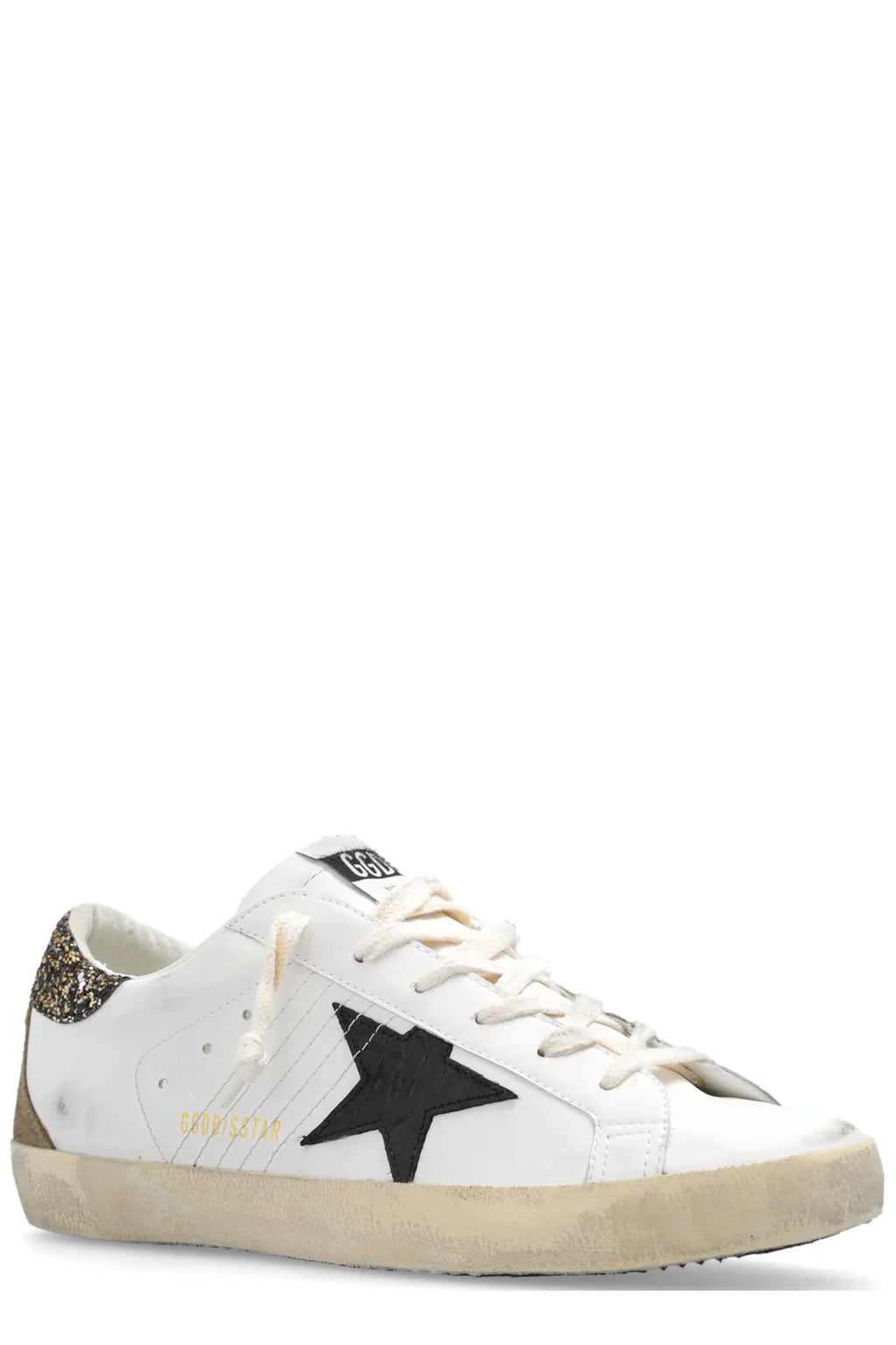 Golden Goose Super-Star White Black Croc Glitter