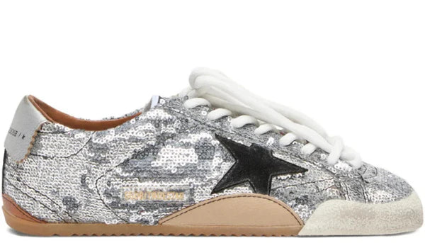 Women's True-Star in silver sequins with black star and silver leather heel tab