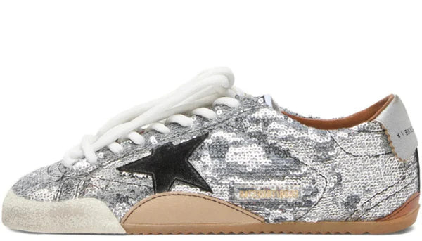 Women's True-Star in silver sequins with black star and silver leather heel tab