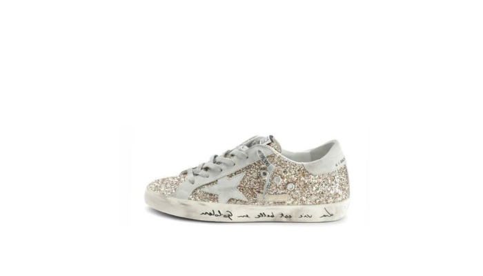 Baskets Super-star Sérigraphie Cuir Glitter Doré, Exclusivité Lulli