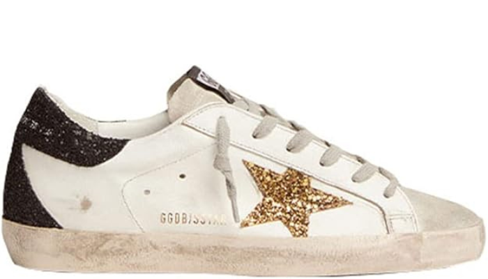 Golden Goose Superstar in Gold, black & glitter Star
