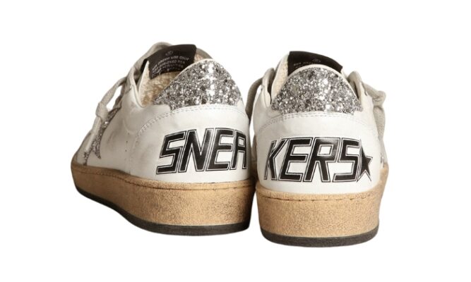 Ball Star Donna in nappa con stella bianca e talloncino glitter