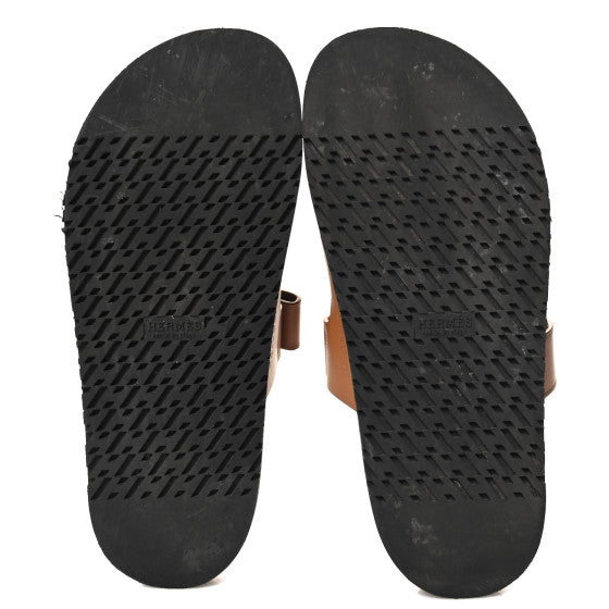 Hermes  Calfskin Womens Chypre Sandals Naturel