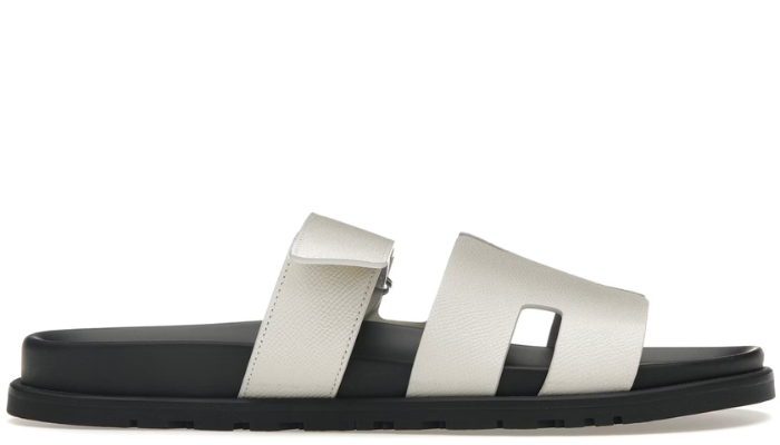 Hermes Chypre Sandal Blanc Epsom Leather