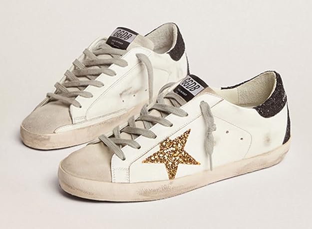 Golden Goose Superstar in Gold, black & glitter Star
