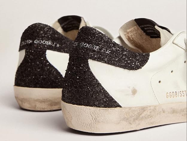 Golden Goose Superstar in Gold, black & glitter Star