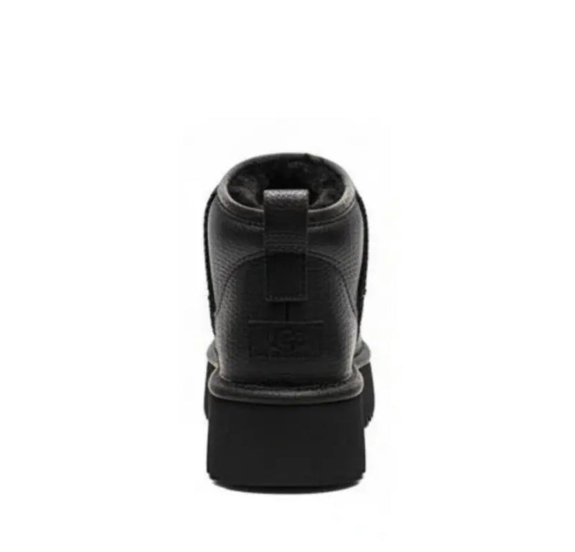 UGG Classic Ultra Mini Platform Black Leather Boot