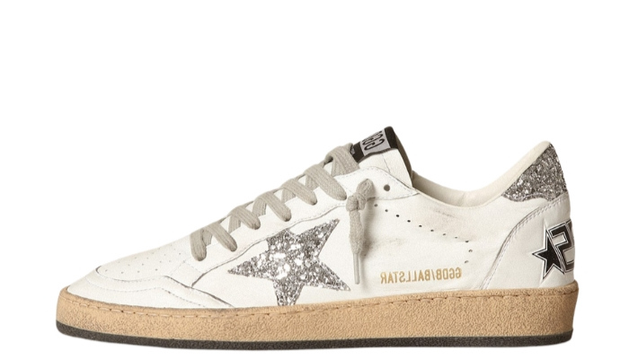 Ball Star Donna in nappa con stella bianca e talloncino glitter