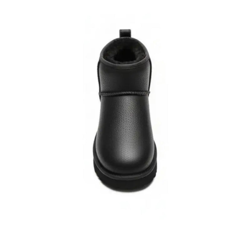UGG Classic Ultra Mini Platform Black Leather Boot