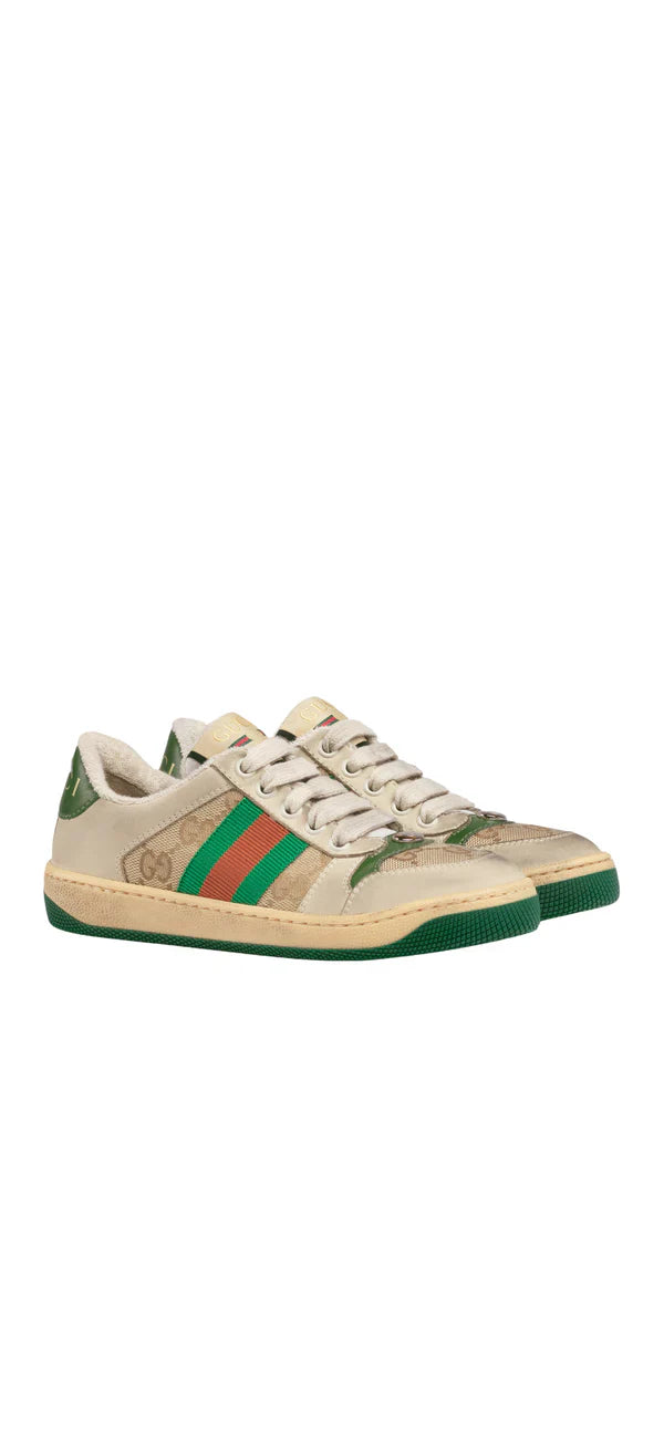 Gucci Beige/Brow GG Canvas Screener Sneakers