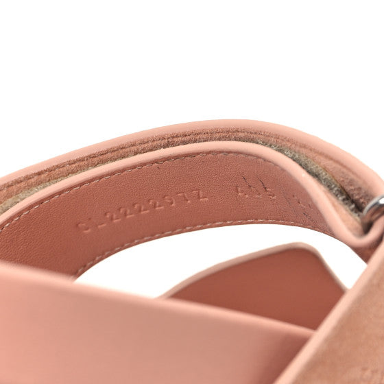 Hermes  Suede Goatskin Womens Chypre Sandals Nude