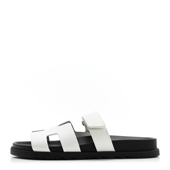 Hermes  Calfskin Womens Chypre Sandals White