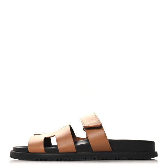 Hermes  Calfskin Womens Chypre Sandals Naturel