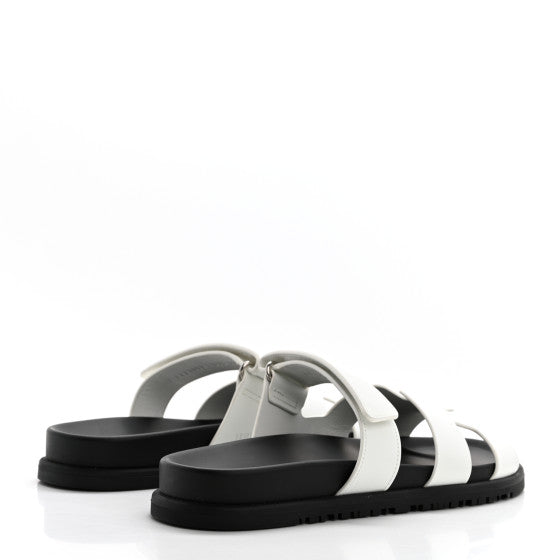 Hermes  Calfskin Womens Chypre Sandals White