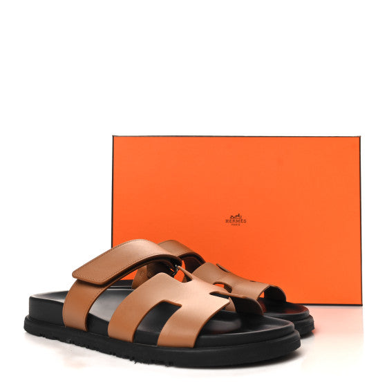 Hermes  Calfskin Womens Chypre Sandals Naturel