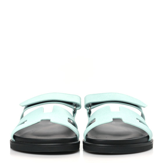 Hermes  Epsom Womens Chypre Sandals 39 Bleu Cristaux