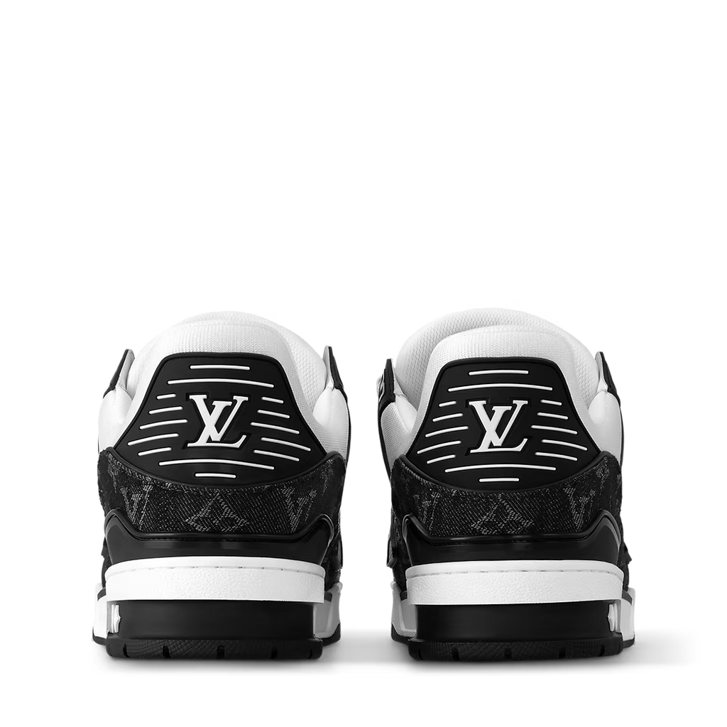 LOUIS VUITTON LV TRAINER VELCRO STRAP DENIM MONOGRAM BLACK WHITE
