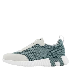 Hermes Green/Grey Mesh and Suede Bouncing Sneakers
